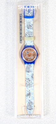 ?? OROLOGIO SWATCH AUTOMATIC MAPPAMONDO SAN101 1992 NUOVO CONFEZIONE ORIGINALE