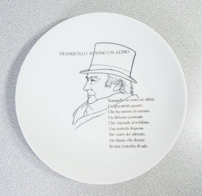 ?? PIATTO DESIGN FORNASETTI RAFFAELE CARRIERI TRANQUILLO IO SONO UN ALTRO POESIA