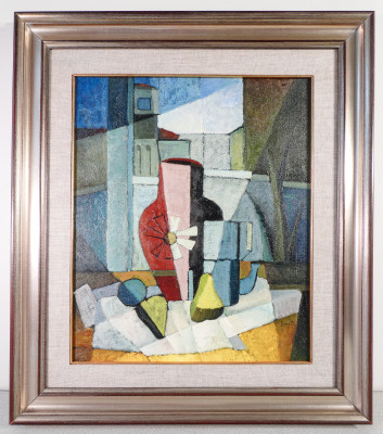 Dipinto a olio firmato Eros BONAMINI, Composizione. Italia, 1974