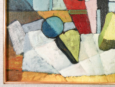 Dipinto a olio firmato Eros BONAMINI, Composizione. Italia, 1974