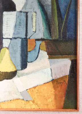 Dipinto a olio firmato Eros BONAMINI, Composizione. Italia, 1974