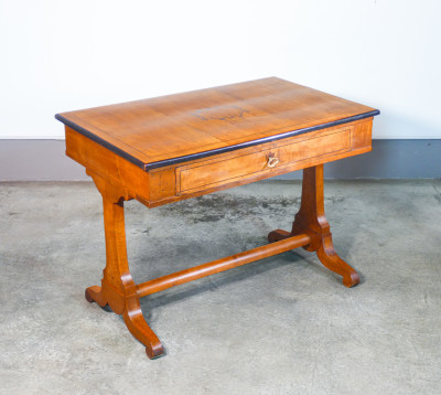 ?? ANTICA SCRIVANIA SCRITTOIO CARLO X LEGNO CILIEGIO RADICA CASSETTO EPOCA 1800