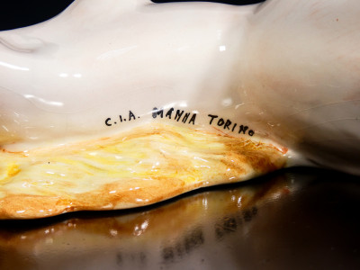 Scultura in ceramica C.I.A. Manna Nudo femminile disteso. Torino Italia, Anni 30