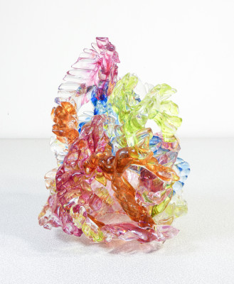Scultura in vetro soffiato policromo Coral di René ROUBÍCEK (1922-2018). Cecoslovacchia, Anni 60
