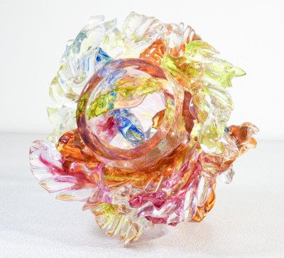 Scultura in vetro soffiato policromo Coral di René ROUBÍCEK (1922-2018). Cecoslovacchia, Anni 60