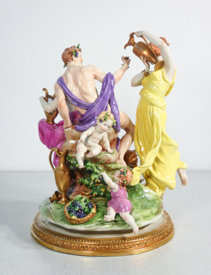 Scultura in porcellana firmata Giuseppe CAPPÉ Trionfo di Bacco Italia, 1962