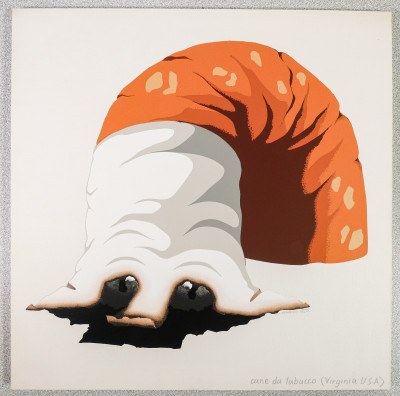 Serigrafia a sette colori su seta Armando TESTA Cane da tabacco (Virginia USA). Italia, Anni 70