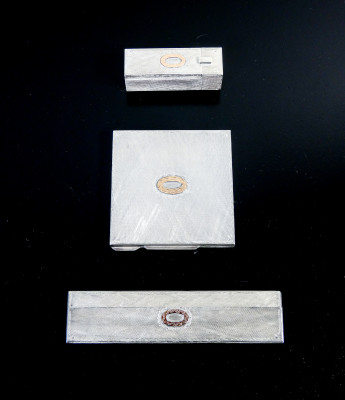?? SET TRUCCO EPOCA ARGENTO 800 ORO PORTA CIPRIA PETTINE PORTA ROSSETTO SPECCHIO