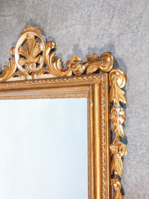 Specchio LUIGI XV originale d'epoca in legno dorato. Settecento