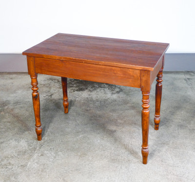 ?? ANTICO TAVOLINO TAVOLO CARLO X LEGNO MASSELLO NOCE EPOCA 1800 GAMBE TORNITE