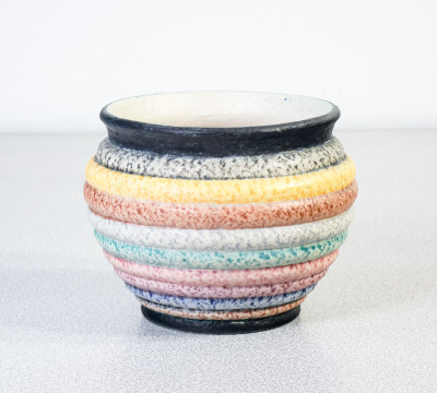 ?? VASO CIOTOLA MAIOLICA DESIGN NICOLAJ DIULGHEROFF PER MGA MAZZOTTI FUTURISMO