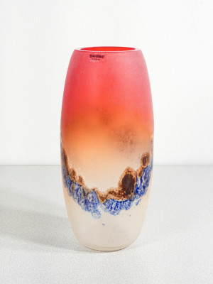 Vaso della serie Scavo in vetro sonoro soffiato, design Alfredo BARBINI. Murano, Anni 70