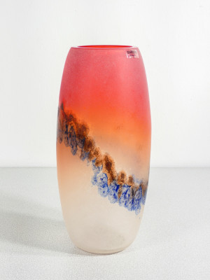 Vaso della serie Scavo in vetro sonoro soffiato, design Alfredo BARBINI. Murano, Anni 70