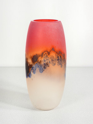 Vaso della serie Scavo in vetro sonoro soffiato, design Alfredo BARBINI. Murano, Anni 70