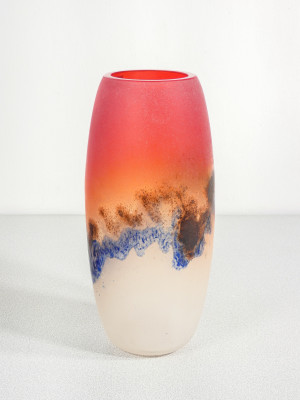 Vaso della serie Scavo in vetro sonoro soffiato, design Alfredo BARBINI. Murano, Anni 70