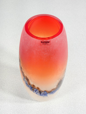 Vaso della serie Scavo in vetro sonoro soffiato, design Alfredo BARBINI. Murano, Anni 70