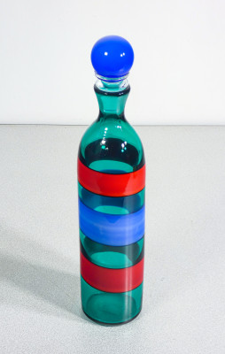 Vaso in vetro soffiato A Fasce Orizzontali design Fulvio BIANCONI per VENINI. Murano, 1987