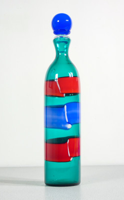Vaso in vetro soffiato A Fasce Orizzontali design Fulvio BIANCONI per VENINI. Murano, 1987