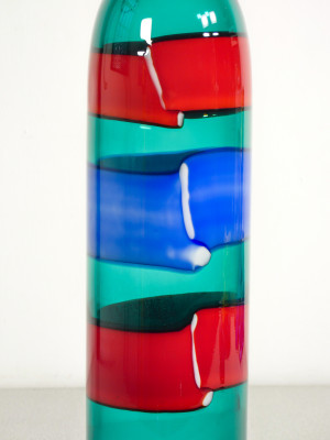 Vaso in vetro soffiato A Fasce Orizzontali design Fulvio BIANCONI per VENINI. Murano, 1987