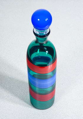 Vaso in vetro soffiato A Fasce Orizzontali design Fulvio BIANCONI per VENINI. Murano, 1987