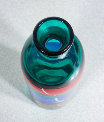 Vaso in vetro soffiato A Fasce Orizzontali design Fulvio BIANCONI per VENINI. Murano, 1987