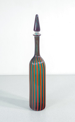 Vaso in vetro soffiato A Fasce Verticali design Fulvio BIANCONI per VENINI. Murano, Anni 50