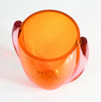 Vaso in vetro soffiato, design Marcello FURLAN per LIP. Murano, Anni 90