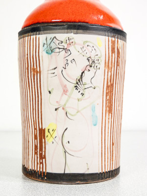 Bottiglia in ceramica e smalto design Gilbert PORTANIER. Francia, Anni 70
