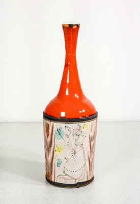 Bottiglia in ceramica e smalto design Gilbert PORTANIER. Francia, Anni 70