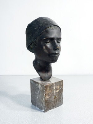 ?? BUSTO BRONZO ATTR. DOMENICO JOLLO SCULTURA STATUA RAGAZZO PASTORE NAPOLI
