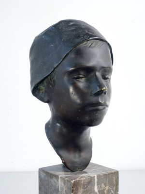 Busto in bronzo attribuito alla mano di Domenico JOLLO (1866-1938) Pastore. Area Napoletana, Fine Ottocento, Primo Novecento