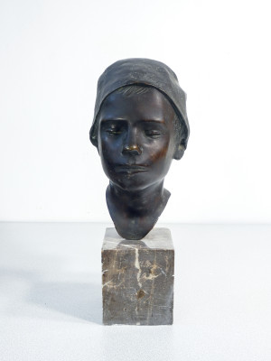Busto in bronzo attribuito alla mano di Domenico JOLLO (1866-1938) Pastore. Area Napoletana, Fine Ottocento, Primo Novecento