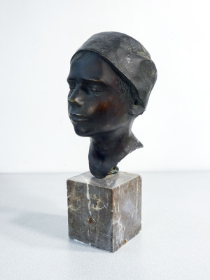 Busto in bronzo attribuito alla mano di Domenico JOLLO (1866-1938) Pastore. Area Napoletana, Fine Ottocento, Primo Novecento