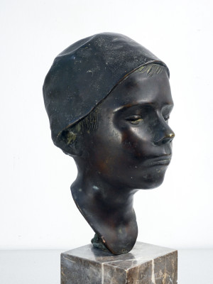 Busto in bronzo attribuito alla mano di Domenico JOLLO (1866-1938) Pastore. Area Napoletana, Fine Ottocento, Primo Novecento