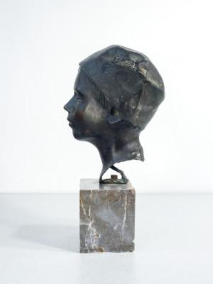 Busto in bronzo attribuito alla mano di Domenico JOLLO (1866-1938) Pastore. Area Napoletana, Fine Ottocento, Primo Novecento