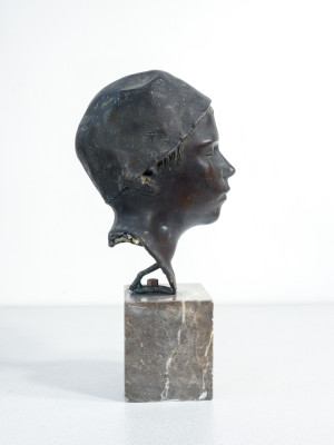Busto in bronzo attribuito alla mano di Domenico JOLLO (1866-1938) Pastore. Area Napoletana, Fine Ottocento, Primo Novecento