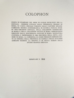 Volume da collezione LA CAMPANIA, Edizioni d'Italia - Editalia, a cura di Enrico de Giovanni e Michele Prisco, riccamente illustrato, con copertina in cuoio sblazato. Esemplare 389. Italia, 1985