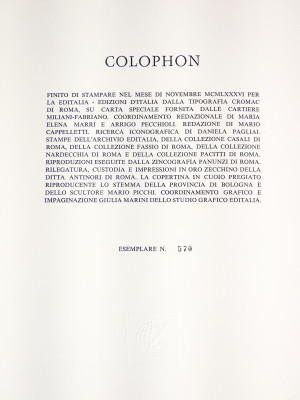 Volume da collezione EMILIA ROMAGNA, Edizioni d'Italia - Editalia, a cura di Libero Dosi e Massimo Grillandi, riccamente illustrato, con copertina in cuoio sblazato. Esemplare 570. Italia, 1986
