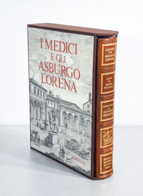 Volume da collezione I MEDICI e gli ASBURGO LORENA, Edizioni d'Italia - Editalia, a cura di Arrigo Pecchioli, riccamente illustrato, con copertina in cuoio sblazato. Esemplare 485/2499. Italia, 1991