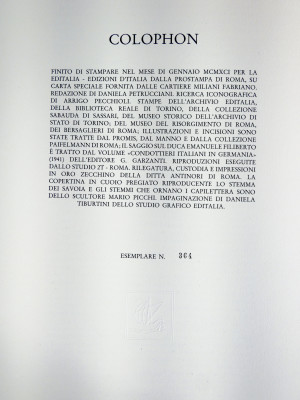 Volume da collezione I SAVOIA, Edizioni d'Italia - Editalia, a cura di Arrigo Pecchioli, riccamente illustrato, con copertina in cuoio sblazato. Esemplare 364/2499. Italia, 1991
