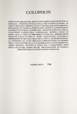 Volume da collezione UMBRIA, Edizioni d'Italia - Editalia, a cura di Arrigo Pecchioli e Luciano Radi, riccamente illustrato, con copertina in cuoio sblazato. Esemplare 750. Italia, 1989