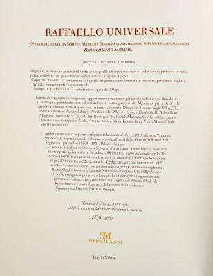 Libro da collezione RAFFAELLO Universale, Collezione Rinascimento Sublime. Numerato 250/1999. Scripta Maneant. Bologna, 2010