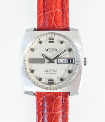 Orologio da polso da uomo automatico LANCO cal AS 2066, con calendario e giorni della settimana. Svizzera, Anni 70