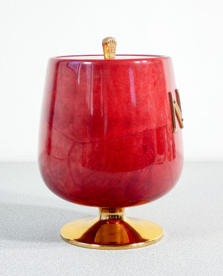Portaghiaccio, design Aldo TURA per Cognac NAPOLEON. Pergamena e ottone. Italia, Anni 60