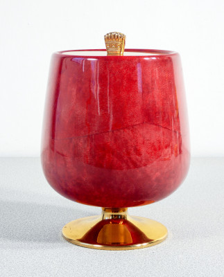 Portaghiaccio, design Aldo TURA per Cognac NAPOLEON. Pergamena e ottone. Italia, Anni 60