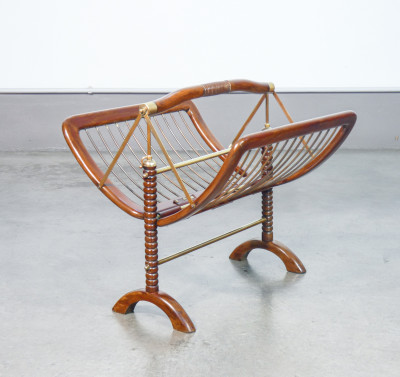 ?? PORTARIVISTE DESIGN ATTR. CESARE LACCA EPOCA 1950S LEGNO OTTONE MAGAZINE RACK
