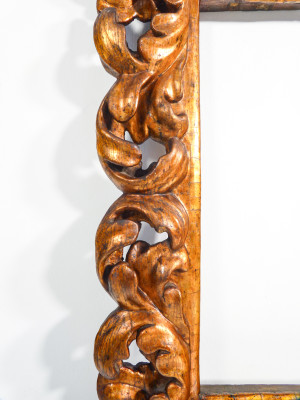 Dipinto a olio su tela, Prelato in bella cornice barocca Luigi XIV, dorata in foglia oro. 1700/1800