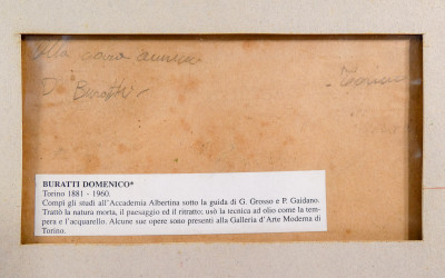 Dipinto a olio su tavola Col di Lana e Marmolada, di Domenico BURATTI (1899-1967). Italia, Prima metà del Novecento