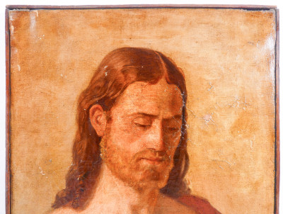 Dipinto a olio su tela Volto di Gesù. Scuola italiana, Ottocento