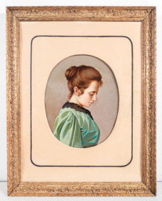 ?? QUADRO RITRATTO GIOVANE DONNA RAGAZZA EPOCA 1800 DIPINTO OLIO CARTONCINO